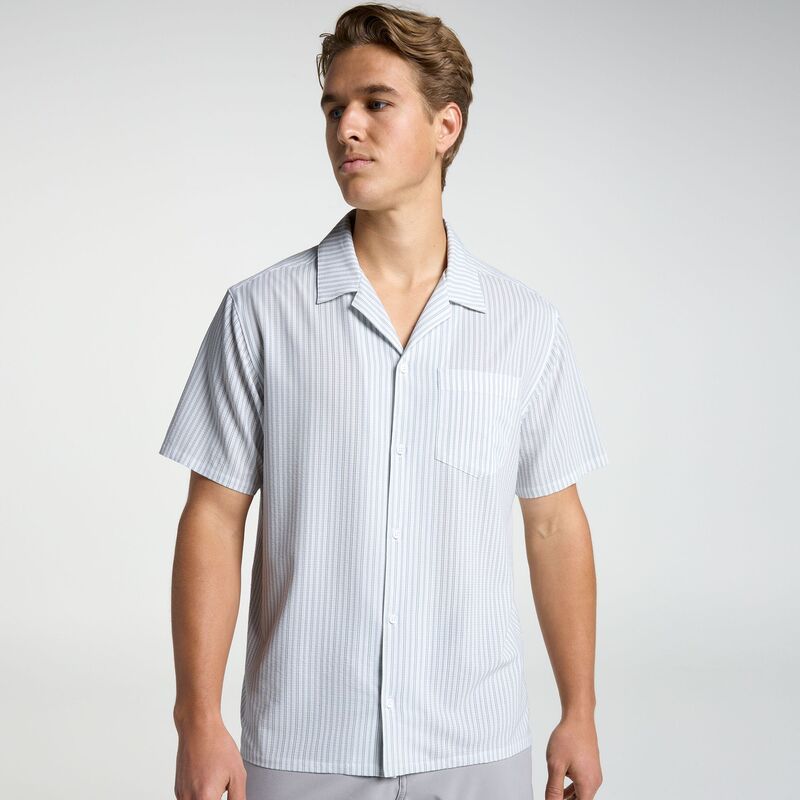 ヴァースト メンズ トップス シャツ VRST Mens Performance Resort Shirt Pure White Stripe ホワイト