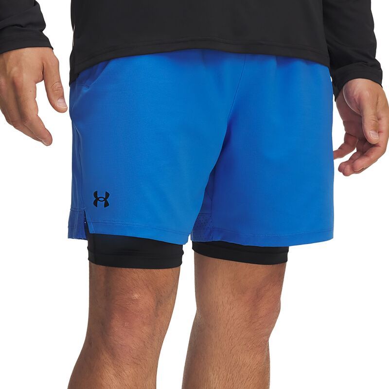 アンダーアーマー メンズ ボトムス ハーフパンツ・ショーツ ショートパンツ Under Armour Mens Vanish Woven 2in1 Shorts Blue AtlantisBlack