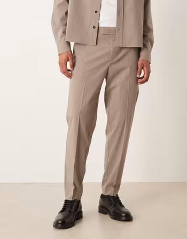 エイソス メンズ ボトムス カジュアルパンツ ASOS DESIGN tape red pantstripes part of a set BEIGE ベージュ