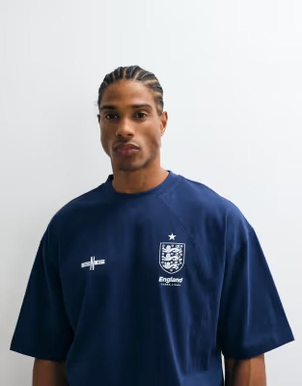 エイソス メンズ トップス Tシャツ プリント ASOS DESIGN oversized tee with FA World cup England print NAVY ネイビー