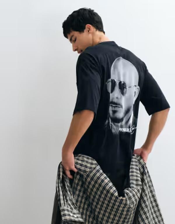 エイソス メンズ トップス Tシャツ プリント ASOS DESIGN oversized Tshirt with Pitbull print Black ブラック