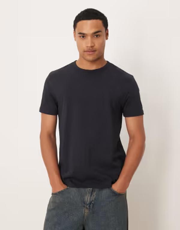 アルケット メンズ トップス Tシャツ スリムフィット コットン ARKET pure cotton heavyweight slim fitshirt NAVY ネイビー
