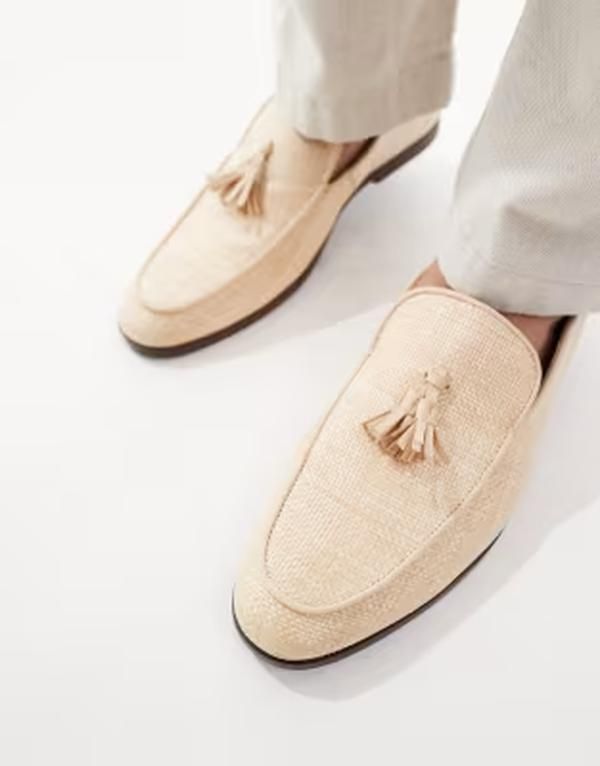 セクウェル メンズ シューズ スリッポン・ローファー SEQWL Charlie loafers with tassels in raffia natural raffia