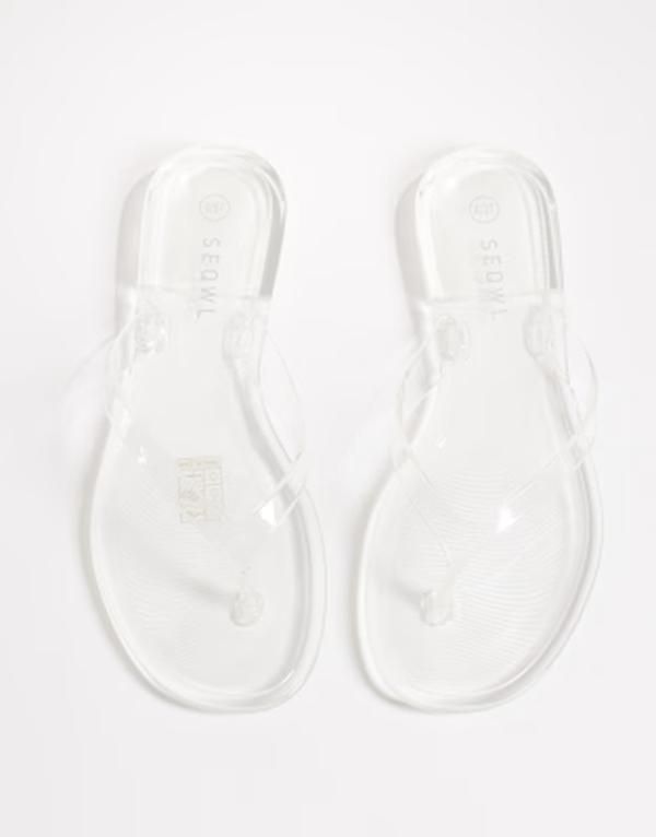 セクウェル レディース シューズ サンダル SEQWL jelly flip flops in clear