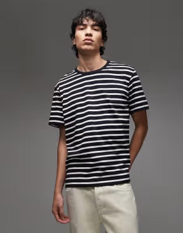 アルケット メンズ トップス Tシャツ ARKET heavyweight oversized Tshirt and white stripes Multi マルチカラー