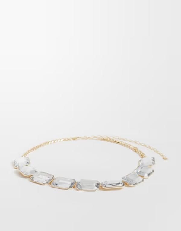 エイソス レディース アクセサリー ベルト ASOS DESIGN diamante chain belt GOLD ゴールド