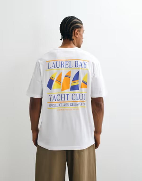 オンリーアンドサンズ メンズ トップス Tシャツ オーバーサイズフィット プリント ONLY SONS oversized fitshirt with yacht back print B WHITE