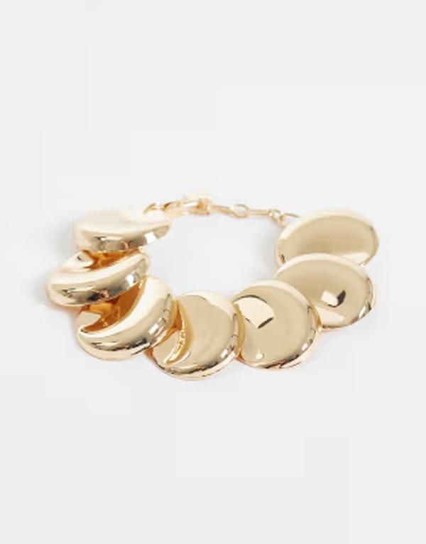 エイソス レディース アクセサリー ブレスレット・バングル・アンクレット ASOS DESIGN bracelet with circular disc links tone GOLD ゴールド