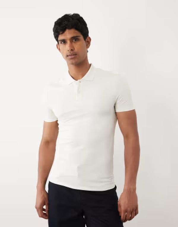 エイソス メンズ トップス ポロシャツ レギュラーフィット ASOS DESIGN Essentials regular fit polo in cream pique Coconut milk クリ