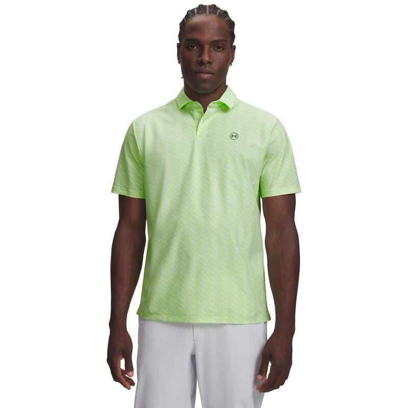 アンダーアーマー メンズ トップス ポロシャツ プリント Under Armour Mens UA Drive Chill Printed Golf Polo Lumos LimeFade Green