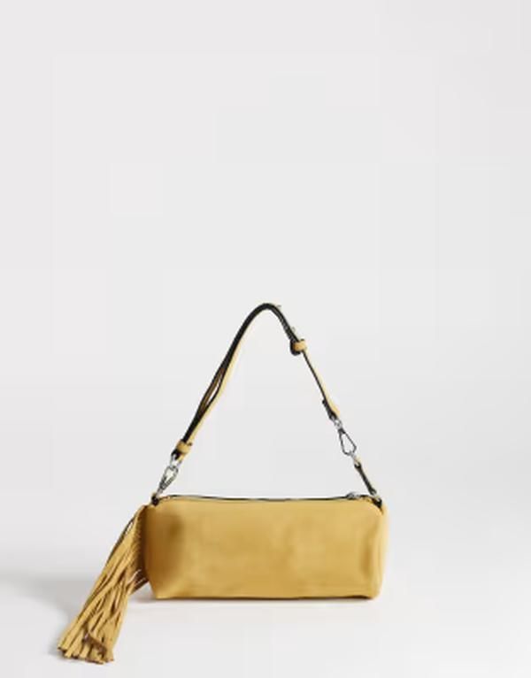 トップショップ レディース バッグ レザー Topshop Jemma realeather tassel shoulder bag in buttermilk