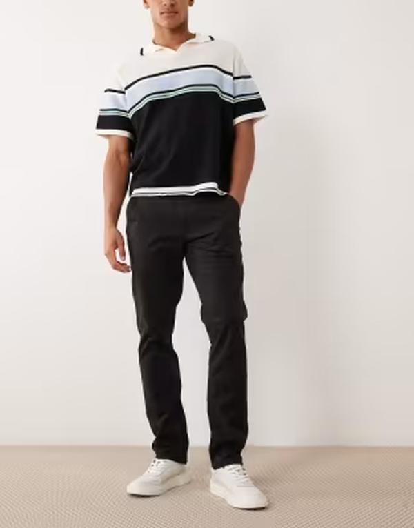ファーラー メンズ ボトムス カジュアルパンツ ストレート Farah Elm straight leg twill chino pants Black ブラック