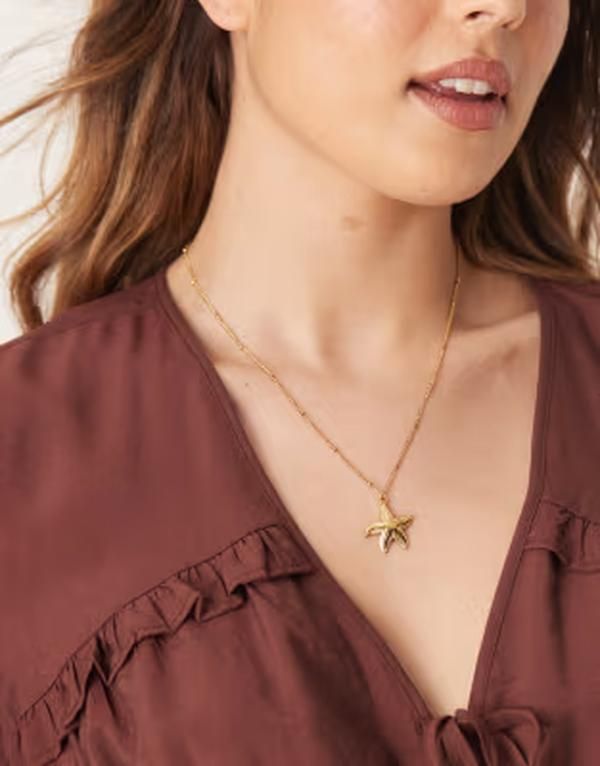 ロストソウルズ レディース アクセサリー ネックレス・チョーカー・ペンダントトップ Tシャツ レース Lost Soulstainlessteel 18kt gold plated starfish