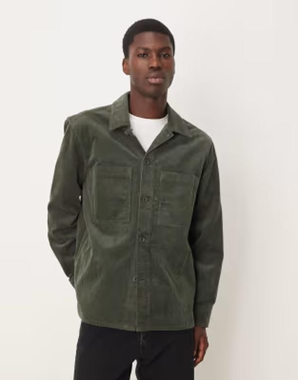 アルケット メンズ トップス シャツ コーデュロイ ARKET corduroy overshirt with front patch pockets Khaki カーキ