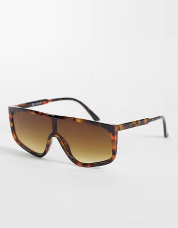 エイソス レディース アクセサリー サングラス・アイウェア ASOS DESIGN fine frame angular aviator in tort with grad brown lens To