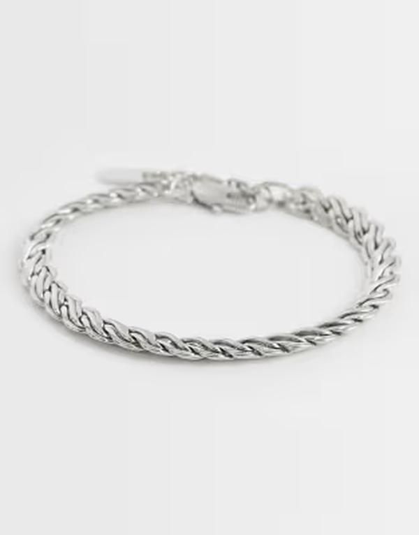 エイソス メンズ アクセサリー ブレスレット・バングル・アンクレット ASOS DESIGN braided rope chain bracelet SILVER シルバー