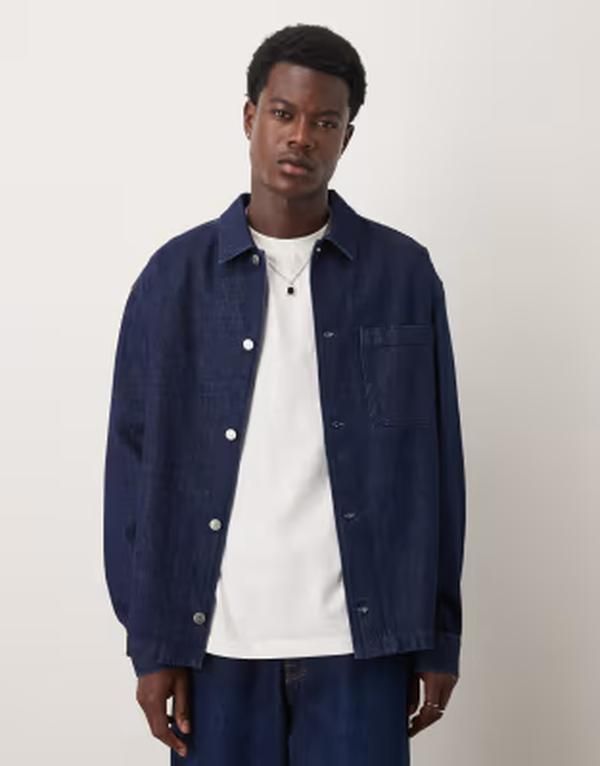 アルケット メンズ トップス シャツ ミニ デニム ARKET minimal denim overshirt in clean dark blue ブルー