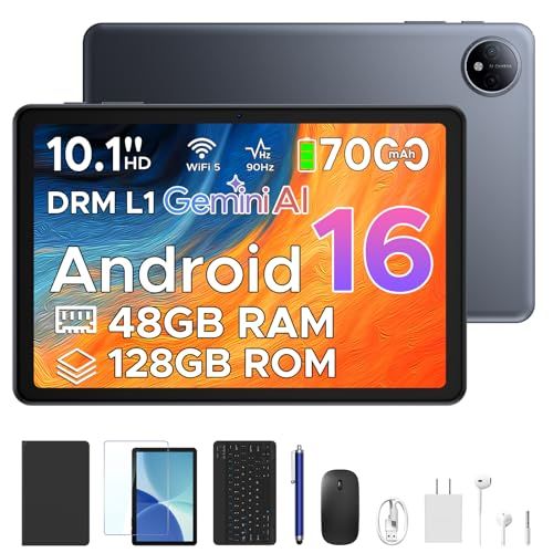 【2026 Android 16 タブレット 10インチ セット版 】P10 インチ タブレット, 90Hz, 48GB+128GB+2TB 拡張, Gemini AI, GMS 認証済み, 7000mAh, Type-C 充電, スクリーン, 軽量で持ちｍａ