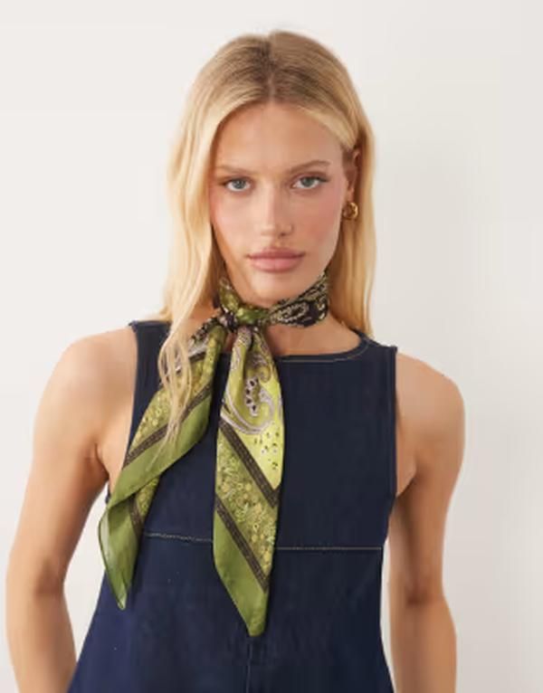 マンゴ レディース アクセサリー マフラー・ストール・スカーフ ヴィンテージ プリント Mango neck scarf vintage print BLUE ブルー