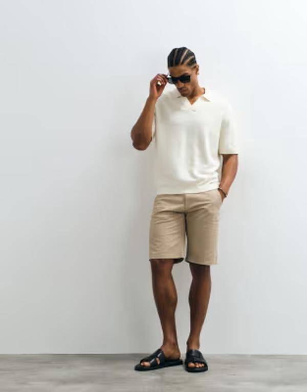 アルケット メンズ トップス Tシャツ ポロシャツ コットン ニット リネン ARKET cotton linen blend knit short sleeve poloffwhite オフホワイト