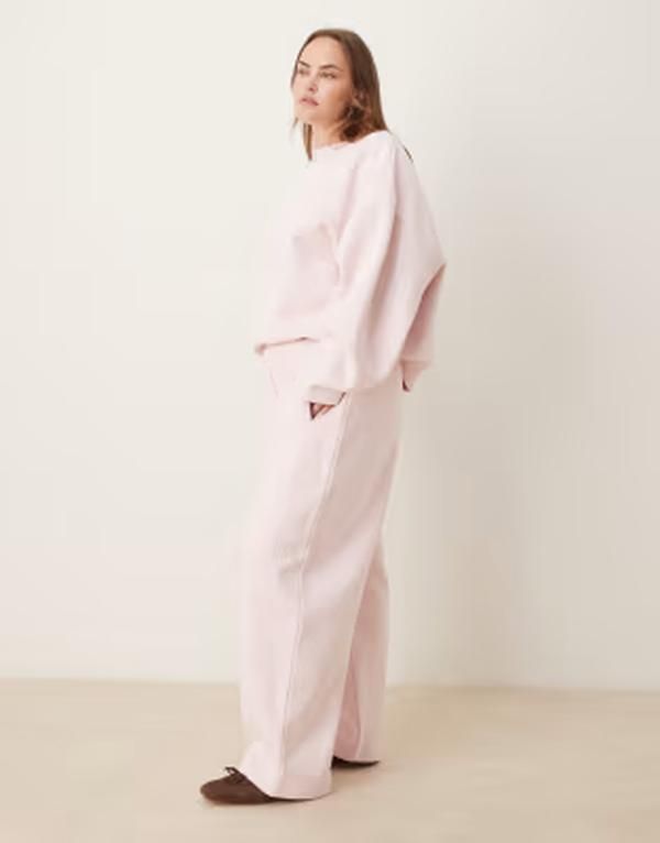 エイソス レディース ボトムス カジュアルパンツ スウェットパンツ ASOS Curve ASOS DESIGN Curve premium heavyweight 500gsm seamed bar