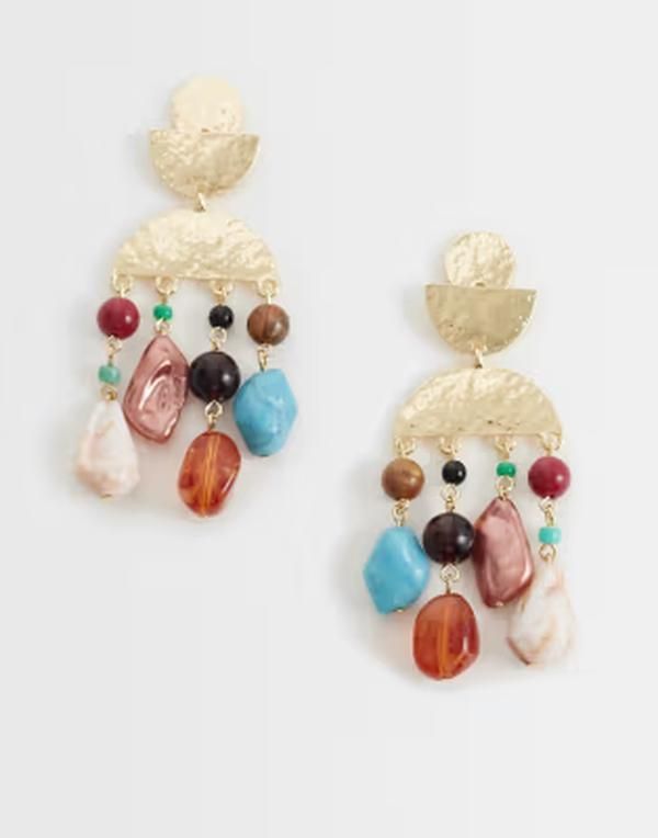 エイソス レディース アクセサリー ピアス・イヤリング ASOS DESIGN dropstud earrings with resin beadetails in brushed gold tone