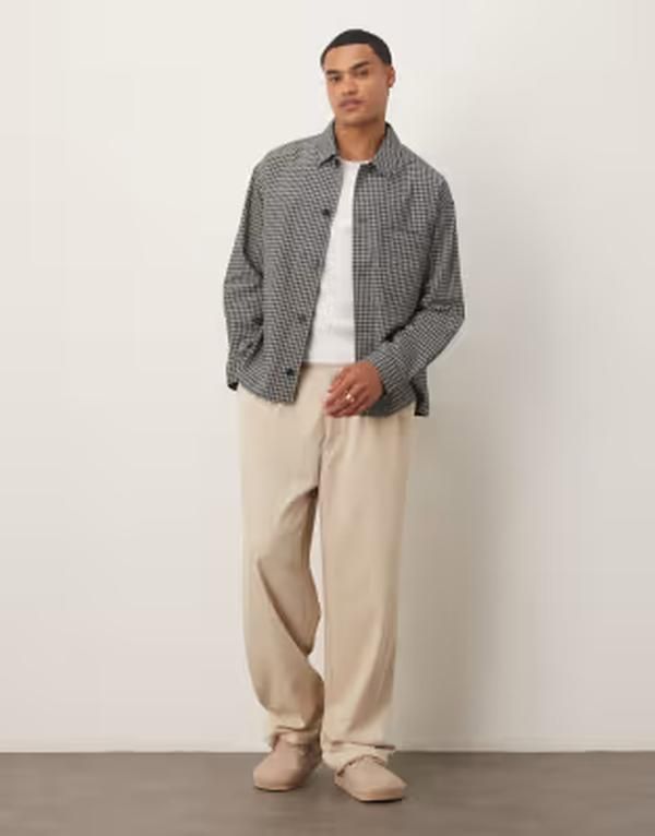 アルケット メンズ トップス シャツ コットン ARKET cotton rich seersuckerelaxed overshirt and white check Mono check チェック