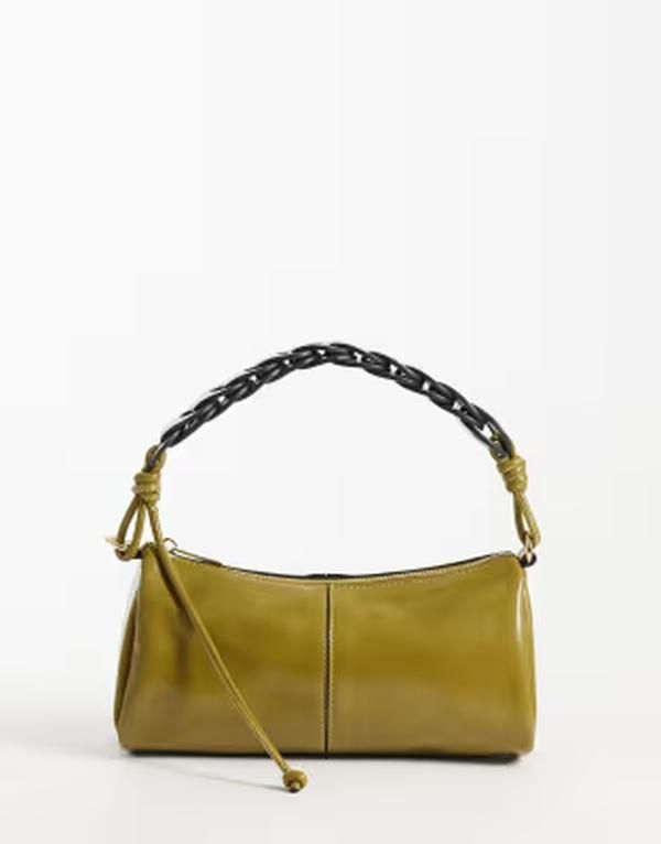 エイソス レディース バッグ ASOS DESIGN woven handle cylinder clutch Khaki カーキ