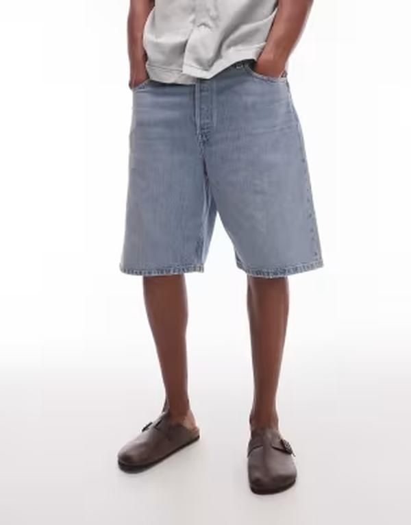 アルケット メンズ ボトムス ハーフパンツ・ショーツ レギュラーフィット ショートパンツ デニム ARKET mid waist regular fit denim shorts in mid blu