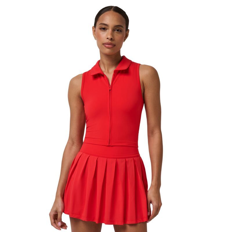 トラビスマヒュー レディース トップス ポロシャツ ノースリーブ ニット TravisMathewomens MoveKnit Sleeveless Zipolo Tomato