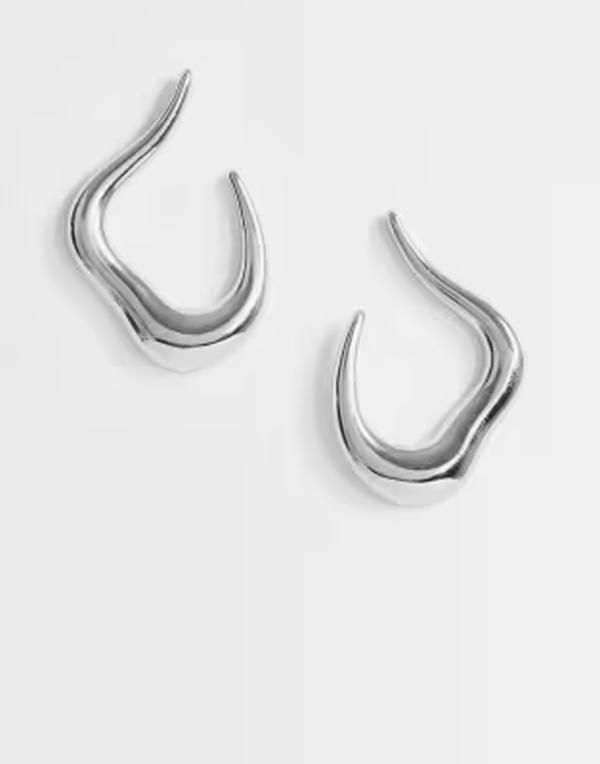 トップショップ レディース アクセサリー ピアス・イヤリング アシンメトリー Topshop Drewaterproof asymmetric hoop earring SILVER シルバー