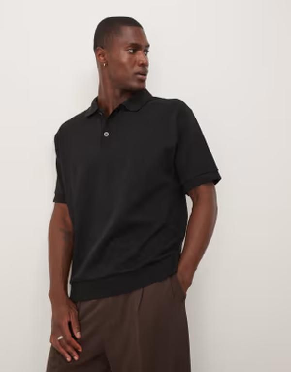 アルケット メンズ アウター パーカー・スウェット ポロシャツ ジャージー ARKETextu red heavyweight jersey polo shirt Black ブラック
