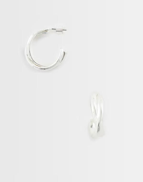 マンゴ レディース アクセサリー ピアス・イヤリング Mango cross over stud earring SILVER シルバー