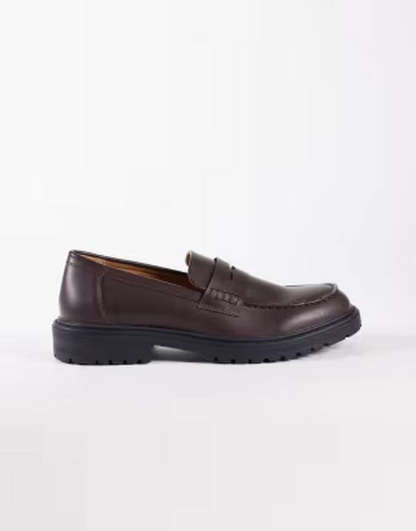 セクウェル メンズ シューズ スリッポン・ローファー SEQWL Pier chunky loafers in distressed burgundy PU Burgundy バーガンディ