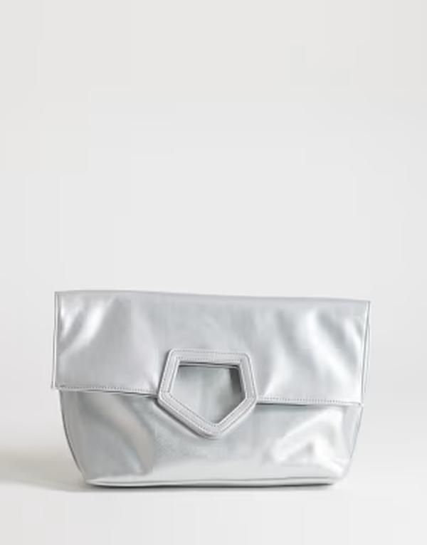 トップショップ レディース バッグ Topshop Gregry oversized folded clutch purse SILVER シルバー