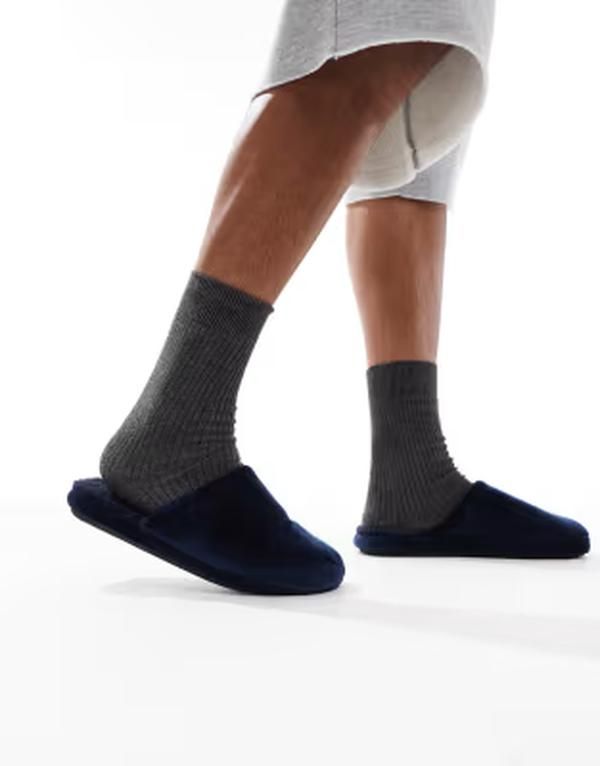 セクウェル メンズ シューズ サンダル SEQWL Mslip fur lined slippers NAVY ネイビー