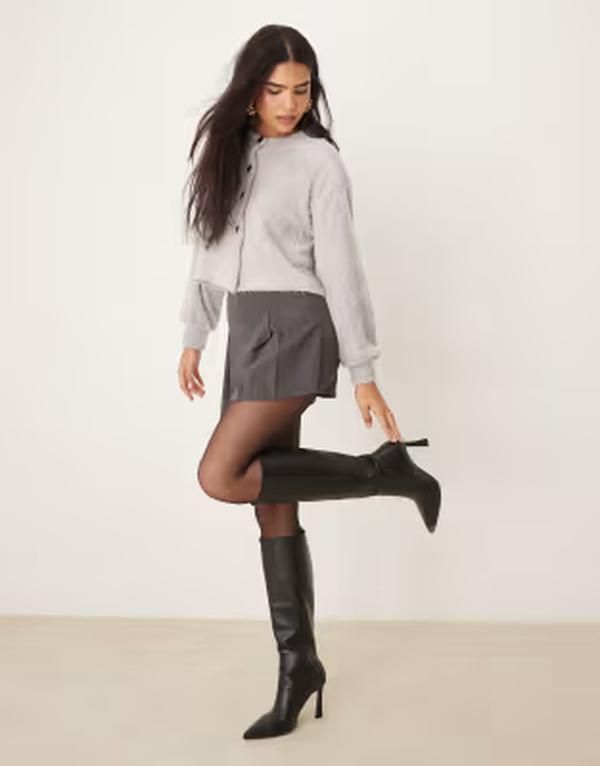 エイソス レディース アウター カーディガン ASOS DESIGN chenille cardigan Gray グレー