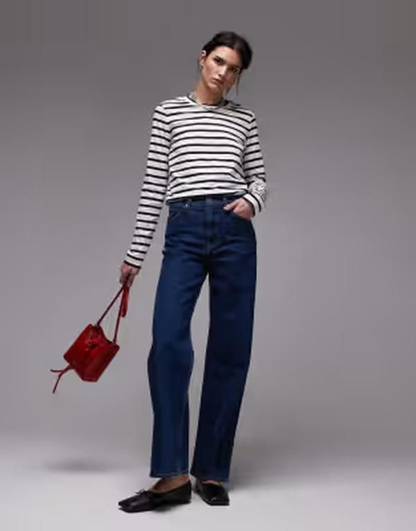 アルケット レディース ボトムス デニムパンツ ワイドレッグ ジーンズ ARKET Lupine high rise wide leg jeans in mid washed Mid washed B