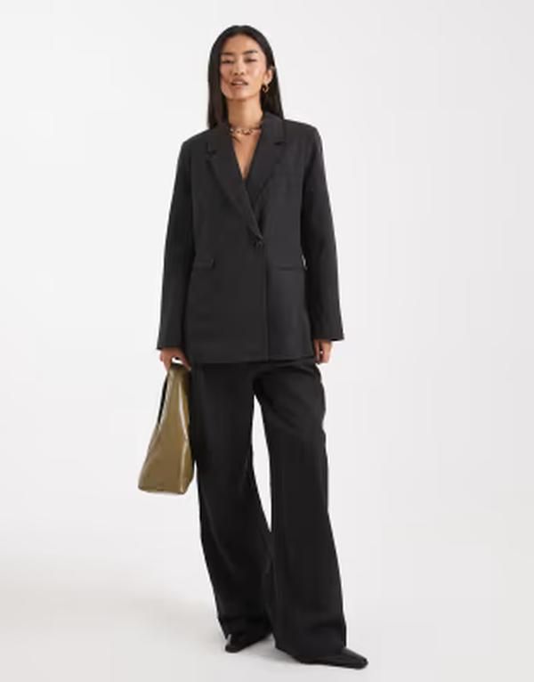 ヴェロモーダ レディース アウター ジャケット・ブルゾン オーバーサイズフィット ブレザー Vero Moda oversized fit blazer in dark gray melange pa
