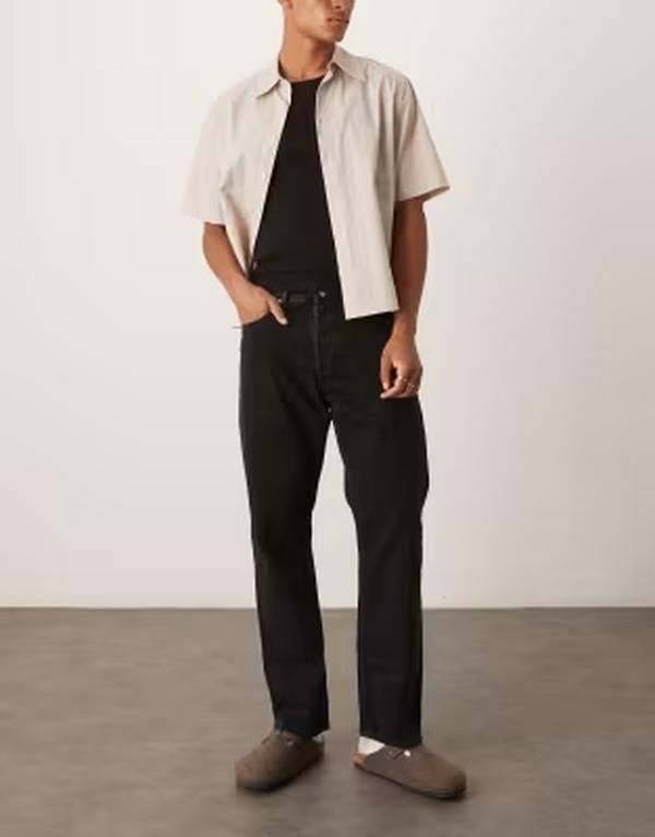 アルケット メンズ ボトムス デニムパンツ ストレート ジーンズ ARKET Ocean loose straight leg jeans Black ブラック