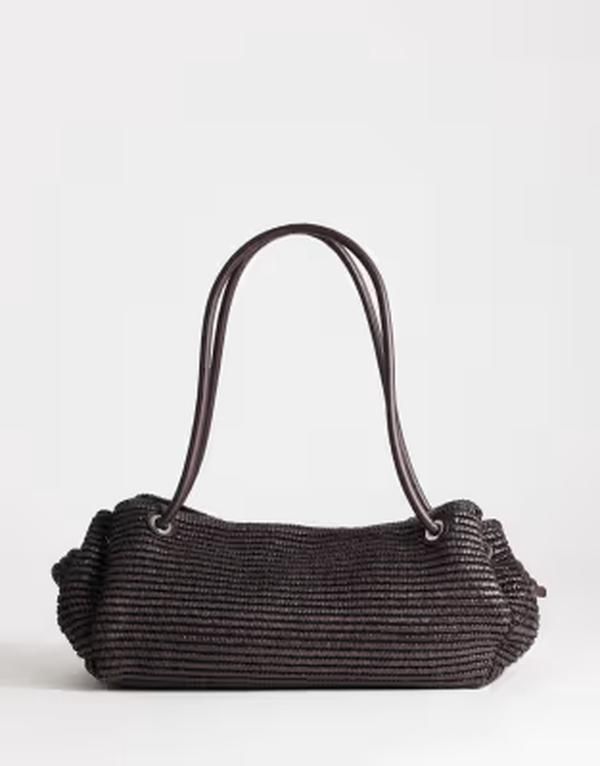 トップショップ レディース バッグ Topshop Miller large straw shoulder bag in chocolate チョコレート