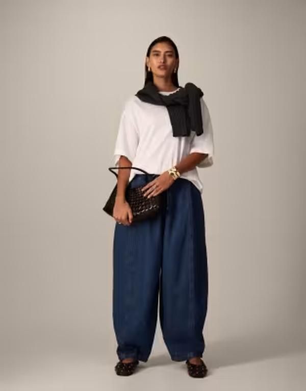 アレンジ レディース ボトムス デニムパンツ ARRANGE Willa barreleg pants in soft blue denim BLUE ブルー