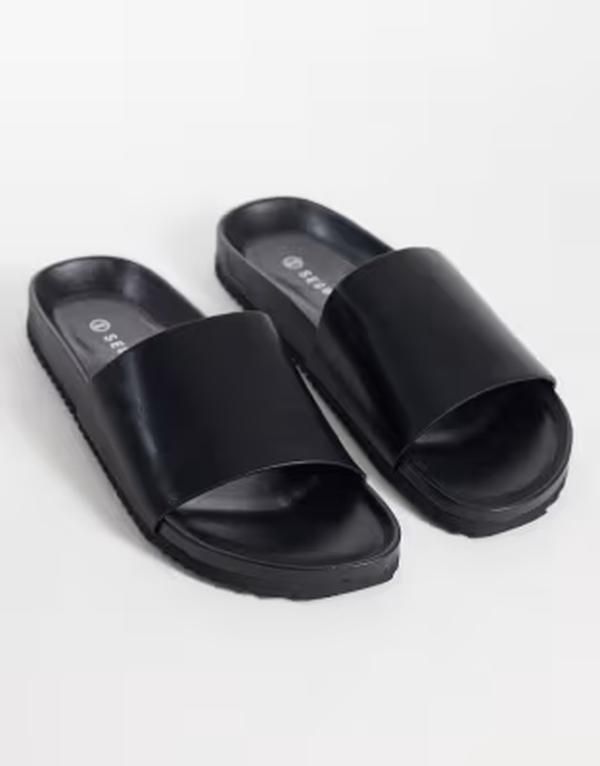 セクウェル メンズ シューズ サンダル SEQWL Marina slides PU Black PU ブラック