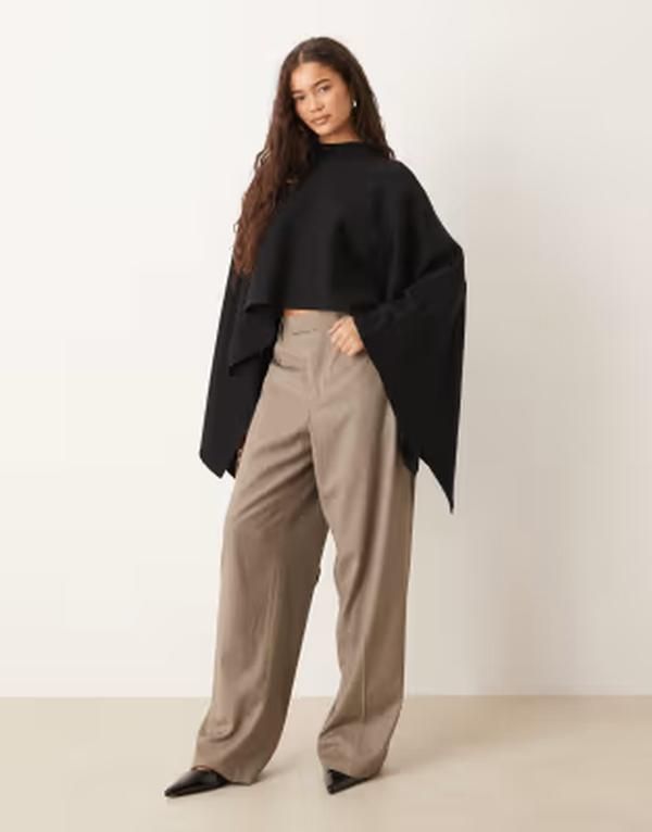 ジーナトリコ レディース アウター ニット・セーター ケープデザイン キャップ ケープ Gina Tricot knit cape sweater top Black ブラック