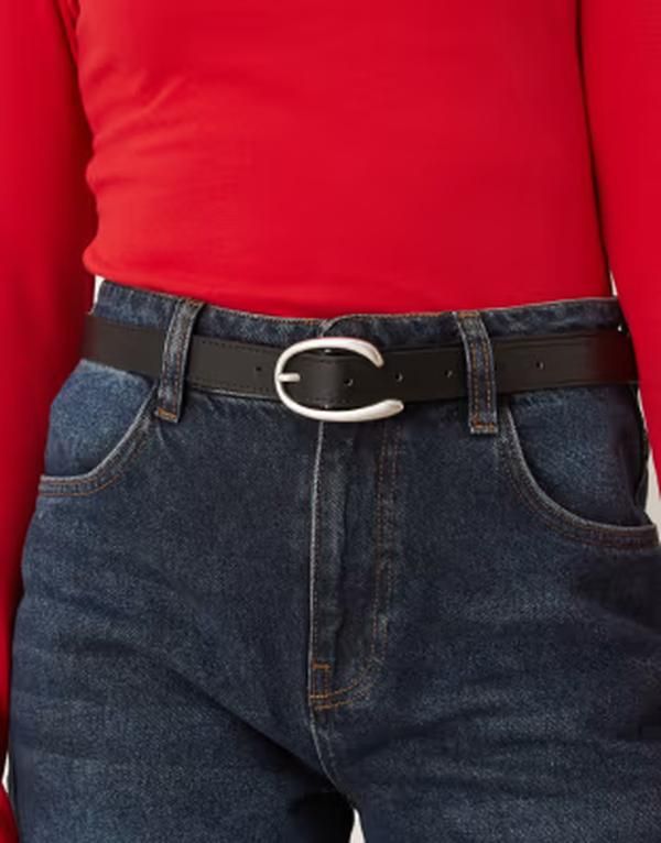ジーナトリコ レディース アクセサリー ベルト Gina Tricot belt with silver statement buckle Blacksilver ブラック