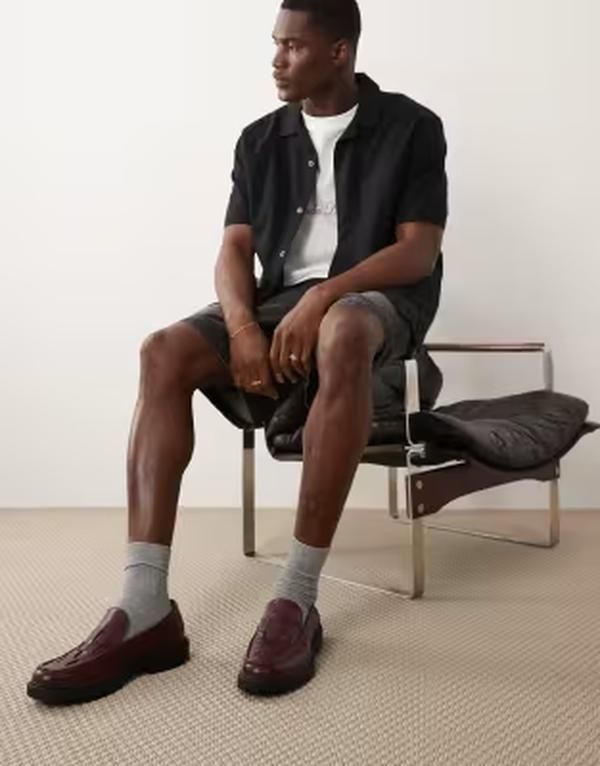 セクウェル メンズ シューズ スリッポン・ローファー SEQWL Pier chunky loafers with woven upper Burgundy バーガンディ