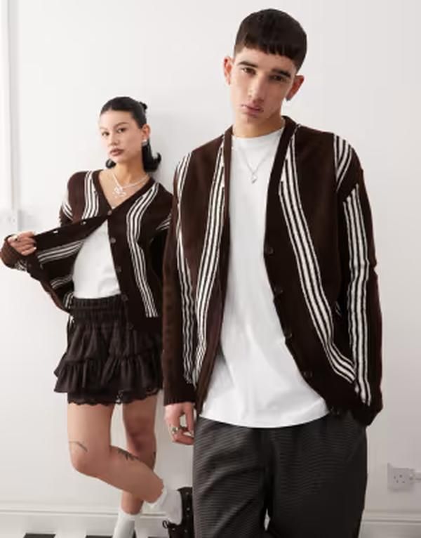 リクレイム ヴィンテージ レディース アウター カーディガン リラックスフィット ニット Reclaimed Vintage unisex knitted stripe relaxed fit car