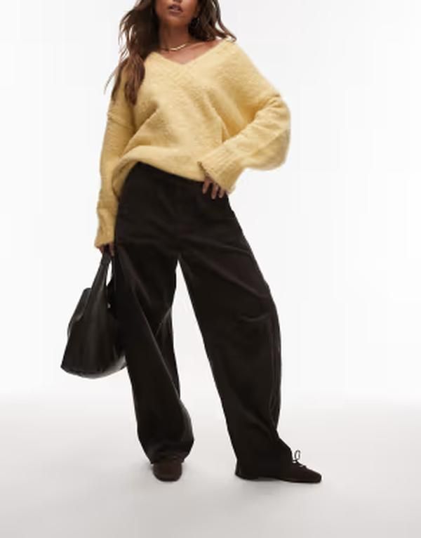 アルケット レディース ボトムス カジュアルパンツ ARKET cord barreleg pants in seam detail BROWN ブラウン