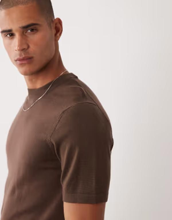 エイソス メンズ トップス Tシャツ クルーネック ウール ニット ASOS DESIGN knitted short sleeve pure merino wool crew neck tshirt