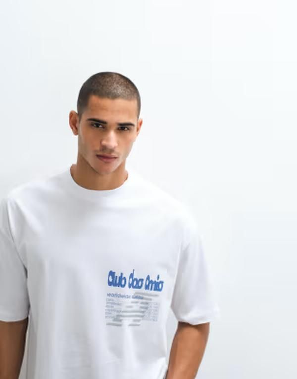 エイソス メンズ トップス Tシャツ グラフィック ASOS DESIGN oversized Tshirt with club graphic WHITE ホワイト